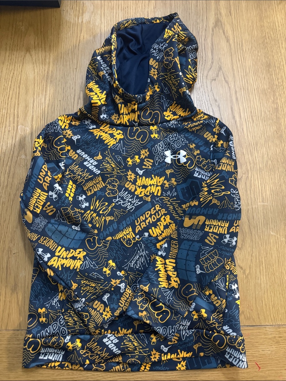 Under Armour Boys' Navy, Yellow & White Graphic Pullover Hoodie